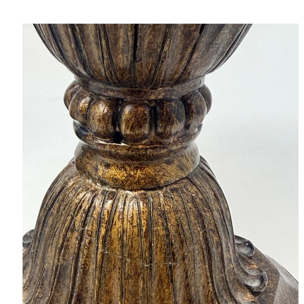 Tucson Style Pillar Faux Alabaster Finish Gold Brass Candleholders Set of 3 - Picture 5 of 11